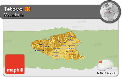 Savanna Style Panoramic Map of Tetovo, single color outside