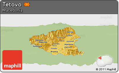 Savanna Style Panoramic Map of Tetovo, single color outside