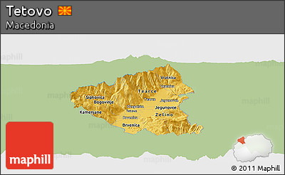 Savanna Style Panoramic Map of Tetovo, single color outside