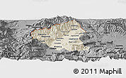 Shaded Relief Panoramic Map of Tetovo, darken, desaturated