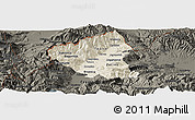 Shaded Relief Panoramic Map of Tetovo, darken