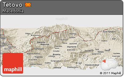 Shaded Relief Panoramic Map of Tetovo