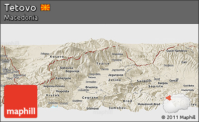 Shaded Relief Panoramic Map of Tetovo