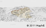 Shaded Relief Panoramic Map of Tetovo, lighten, desaturated