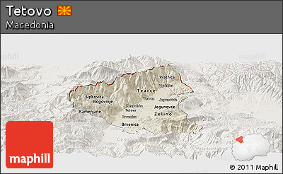 Shaded Relief Panoramic Map of Tetovo, lighten