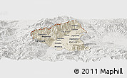 Shaded Relief Panoramic Map of Tetovo, lighten, semi-desaturated