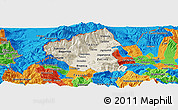 Shaded Relief Panoramic Map of Tetovo, political outside