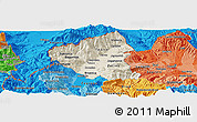 Shaded Relief Panoramic Map of Tetovo, political shades outside