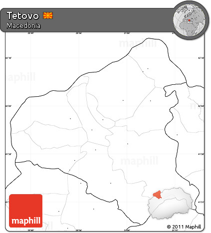 Blank Simple Map of Tetovo, no labels
