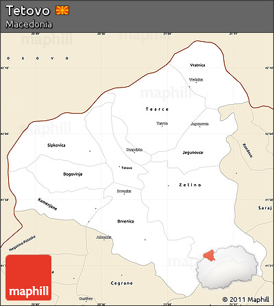 Classic Style Simple Map of Tetovo