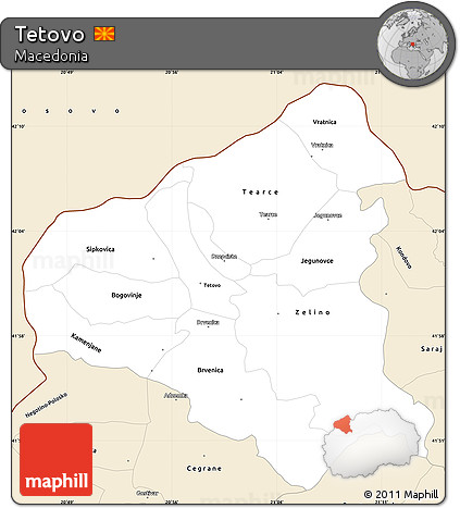 Classic Style Simple Map of Tetovo