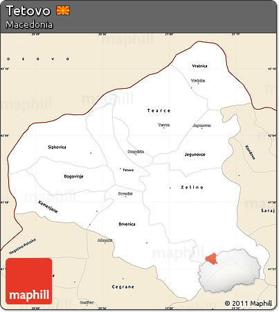 Classic Style Simple Map of Tetovo