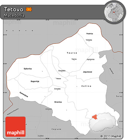 Gray Simple Map of Tetovo