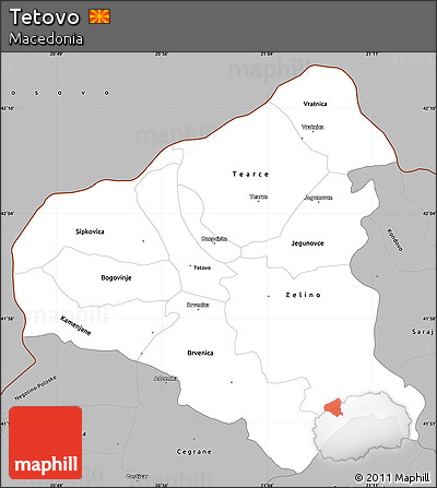 Gray Simple Map of Tetovo