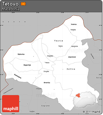 Gray Simple Map of Tetovo