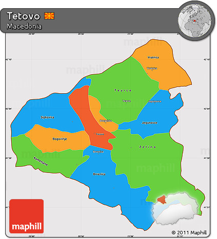 Political Simple Map of Tetovo, cropped outside