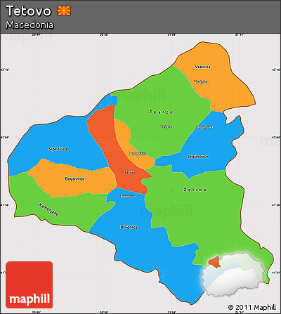 Political Simple Map of Tetovo, cropped outside