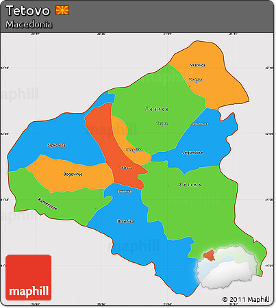 Political Simple Map of Tetovo, cropped outside
