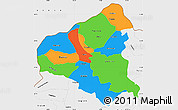 Political Simple Map of Tetovo, single color outside, borders and labels