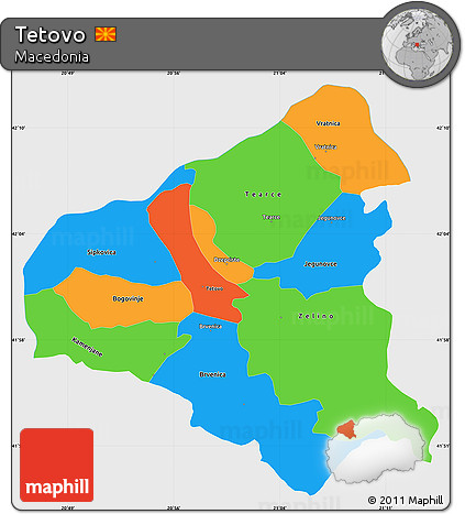 Political Simple Map of Tetovo, single color outside