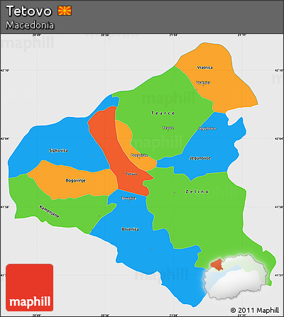 Political Simple Map of Tetovo, single color outside