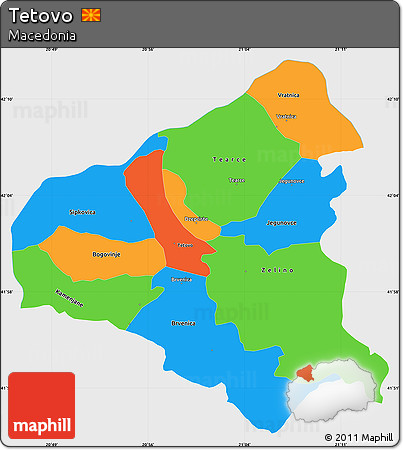 Political Simple Map of Tetovo, single color outside