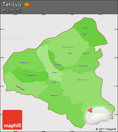 Political Shades Simple Map of Tetovo, cropped outside