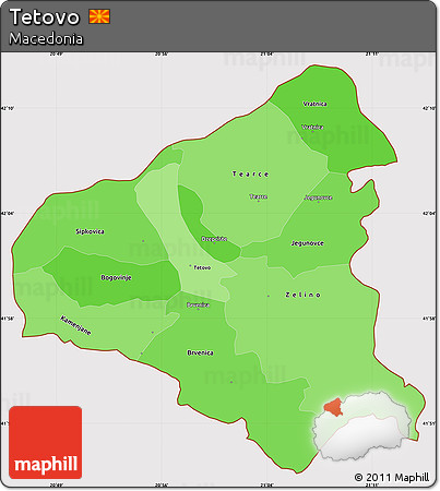 Political Shades Simple Map of Tetovo, cropped outside