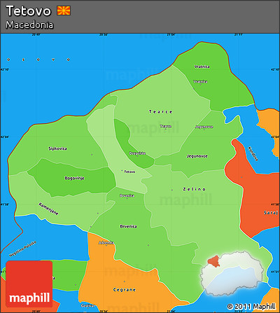 Political Shades Simple Map of Tetovo, political outside