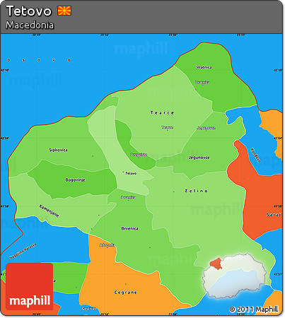 Political Shades Simple Map of Tetovo, political outside