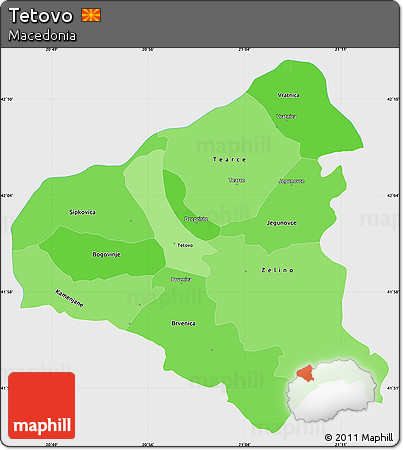 Political Shades Simple Map of Tetovo, single color outside