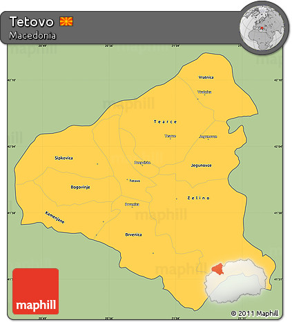 Savanna Style Simple Map of Tetovo, cropped outside