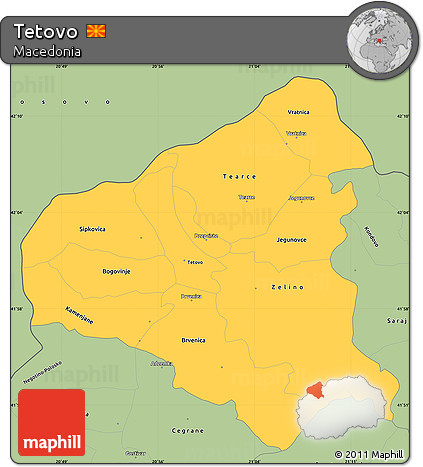 Savanna Style Simple Map of Tetovo