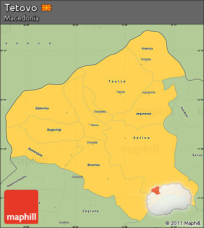 Savanna Style Simple Map of Tetovo