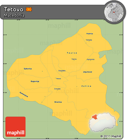 Savanna Style Simple Map of Tetovo, single color outside