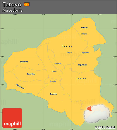 Savanna Style Simple Map of Tetovo, single color outside
