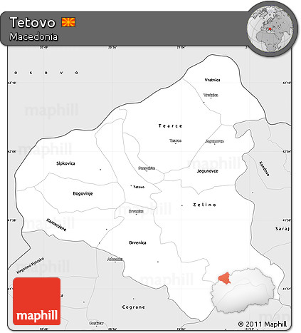 Silver Style Simple Map of Tetovo