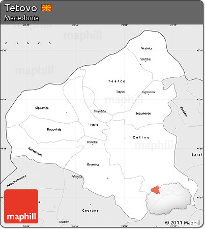 Silver Style Simple Map of Tetovo