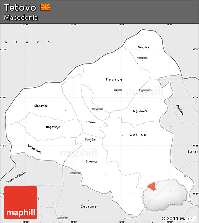 Silver Style Simple Map of Tetovo