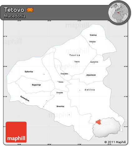 Silver Style Simple Map of Tetovo, single color outside