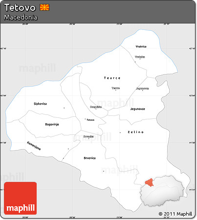 Silver Style Simple Map of Tetovo, single color outside