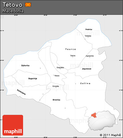 Silver Style Simple Map of Tetovo, single color outside
