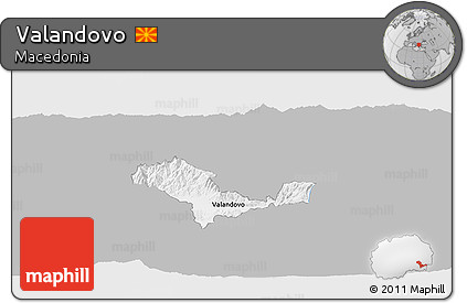 Gray Panoramic Map of Valandovo, single color outside