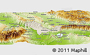 Shaded Relief Panoramic Map of Valandovo, physical outside