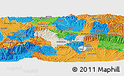 Shaded Relief Panoramic Map of Valandovo, political outside