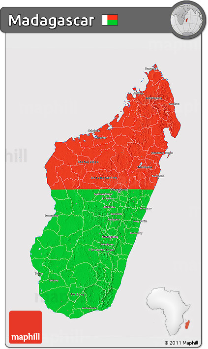 Flag 3D Map of Madagascar, flag centered