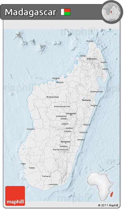 Gray 3D Map of Madagascar