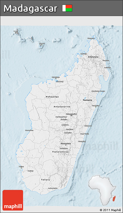 Gray 3D Map of Madagascar