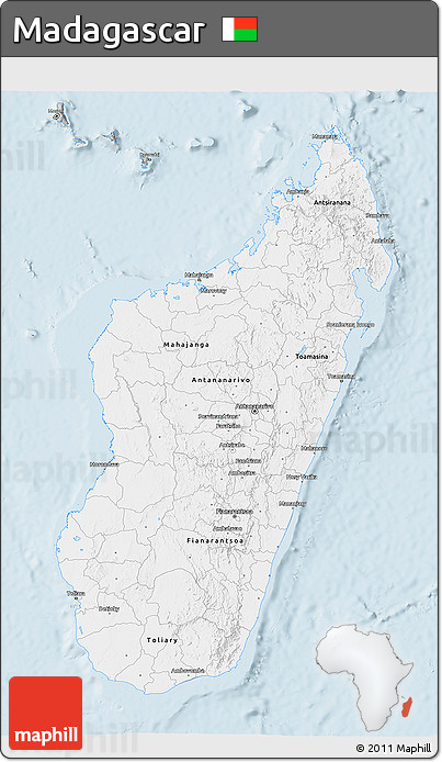 Gray 3D Map of Madagascar