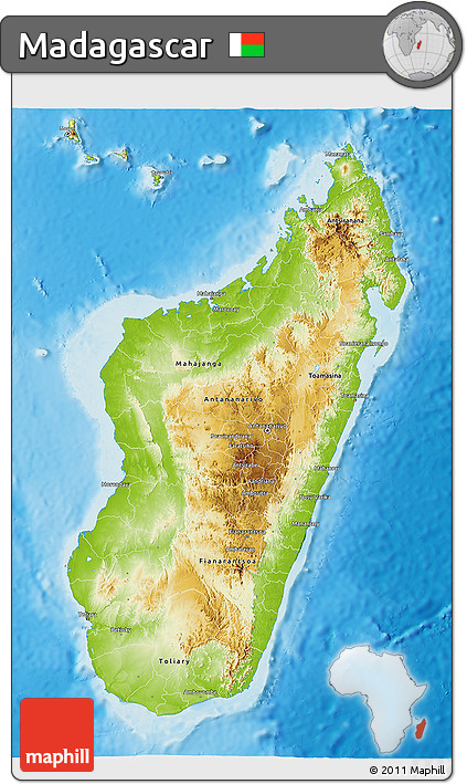 Physical 3D Map of Madagascar